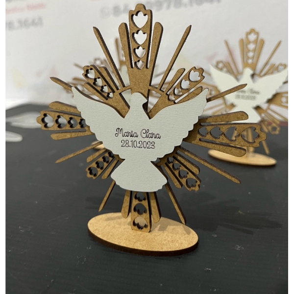 Divino Espírito Santo em mdf personalizado Lembrancinha Eucaristia Divino Espirito Santo - Imagem 2