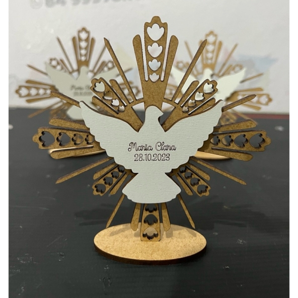 Divino Espírito Santo em mdf personalizado Lembrancinha Eucaristia Divino Espirito Santo