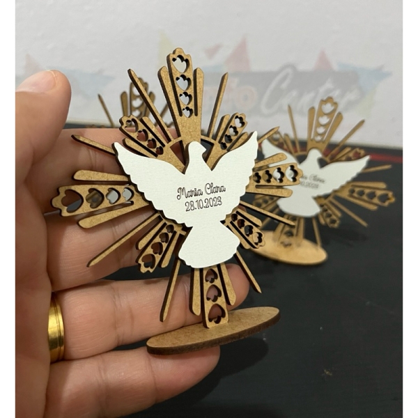 Divino Espírito Santo em mdf personalizado Lembrancinha Eucaristia Divino Espirito Santo - Imagem 4