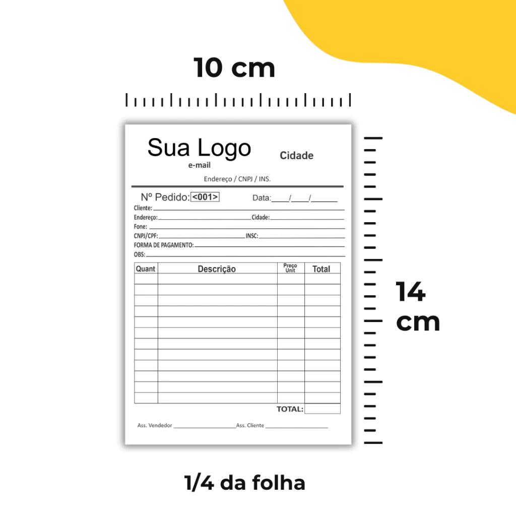 Bloco Pedido Recibo personalizado 14x10cm A6 colado - Imagem 5