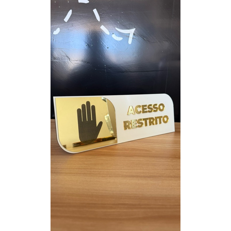 Placa Sinalização Para Portas com MDF e Acrílico Espelhado 10x30cm - Imagem 7