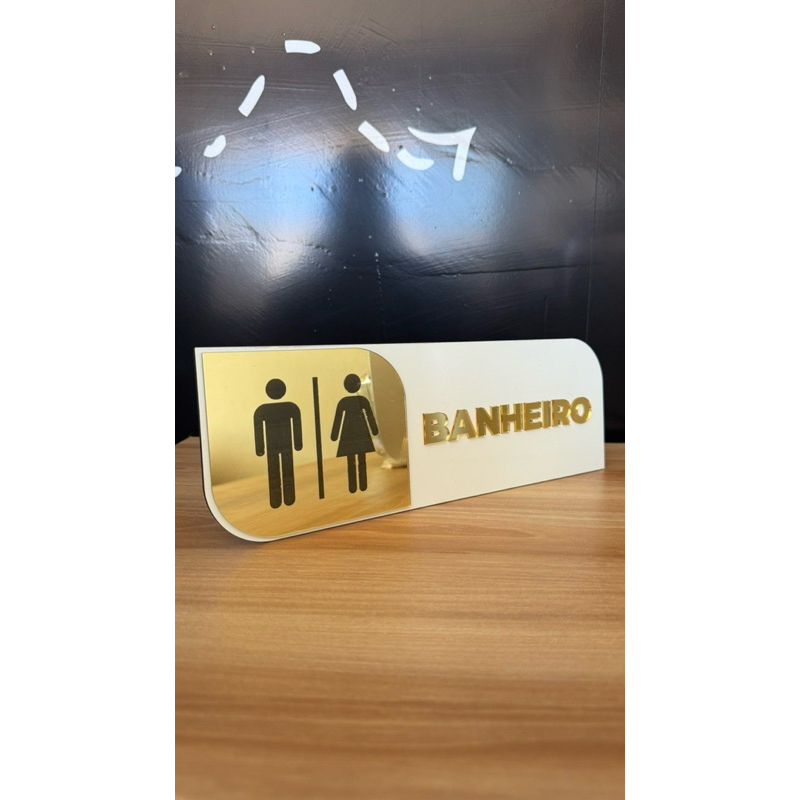 Placa Sinalização Para Portas com MDF e Acrílico Espelhado 10x30cm - Imagem 2