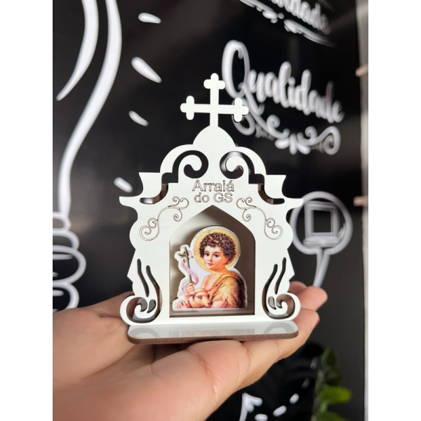 Oratório Capela Igreja Decoração Grande MDF Branco