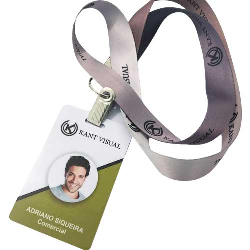 Crachá em pvc + cordão personalizado 20mm arte grátis